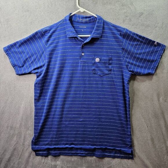 B Draddy Polo Mens Large Blue Striped Golf KCCC Kansas City Country Club Shirt - Picture 1 of 14